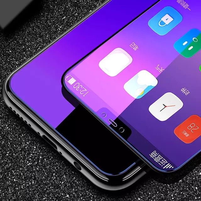 Cường lực Oppo A3s tím chống tia UV hại mắt ( tặng keo mép giấy lấy bụi )