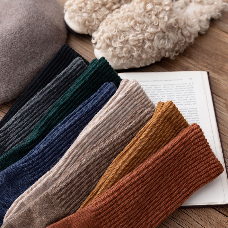 Vớ len dày WAFNHA D675 màu trơn đơn giản cho nữ