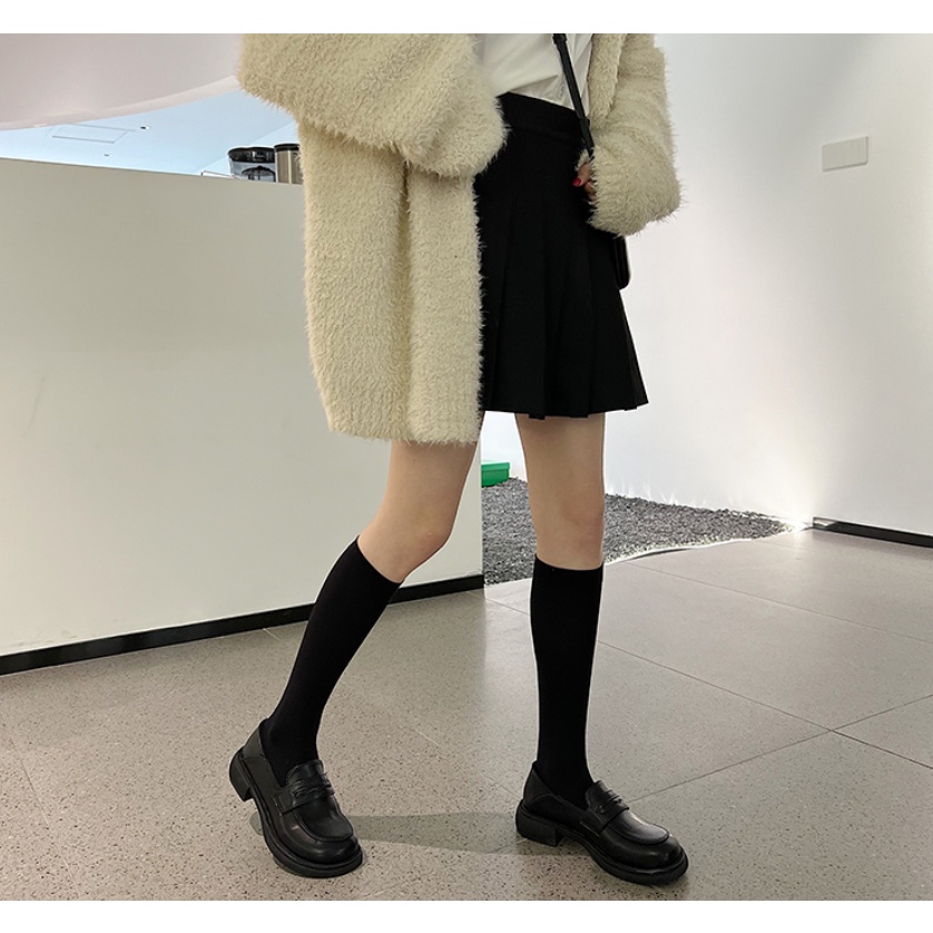 Giày Búp Bê Nữ Giày Loafer Đế Thấp 3 Phân Mũi Vuông Phong Cách Nhật Bản