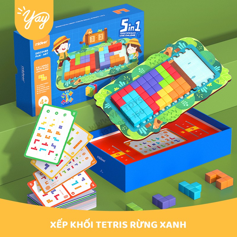 [5 in 1] Bộ Trò Chơi Xếp Khối Tetris Rừng Xanh Mideer MD1117 4+