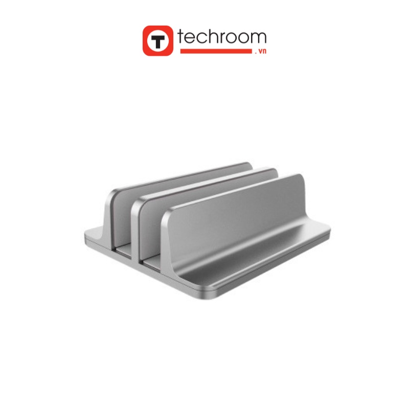 Giá đỡ macbook, kệ đỡ laptop, ipad kiểu giá kẹp 2 khe, bằng nhôm nguyên khối dạng đứng, hỗ trợ đế tản nhiệt - Techroom