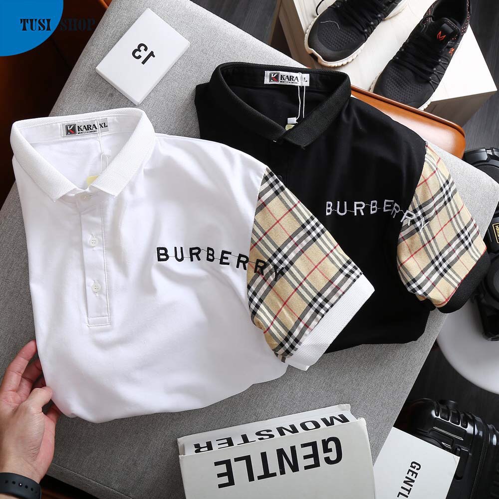 [SIÊU GIẢM GIÁ] Áo thun tay ngắn cổ trụ, áo cổ bẻ nam nữ thiêu chữ burberri | BigBuy360 - bigbuy360.vn