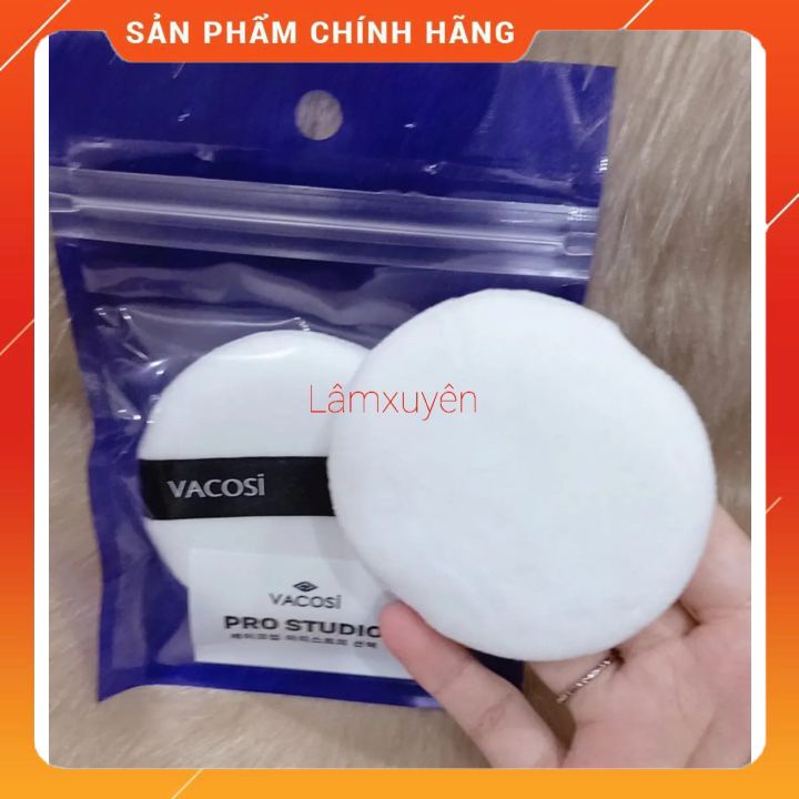 VACOSI PRS LARGE ROUND PRO PULL PK03_Bông phấn khô tròn trung pro ( bịch 1 miếng)  bông phấn mềm mịn, dễ tán