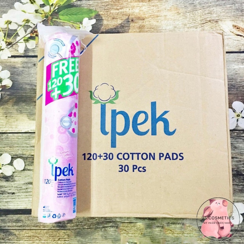 Bông Tẩy Trang Ipek 150 Miếng, Mềm Mịn Chính Hãng, Cotton, Dập Viền,  Nhiều Lớp.