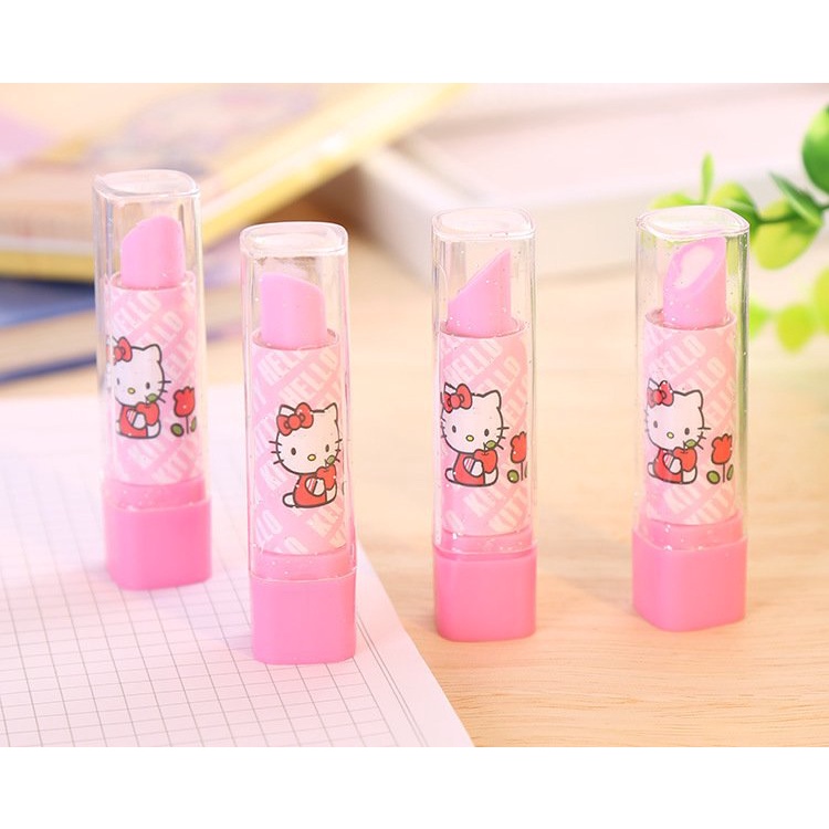 Tẩy chì hình thỏi son hello kitty, gôm tẩy chì hình thỏi son hoa quả siêu dễ thương