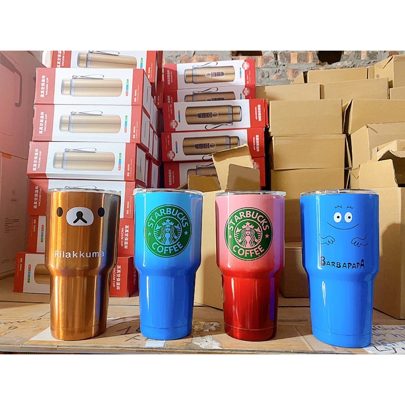 Ly bình cốc giữ nhiệt Starbucks 900ml tặng kèm túi giữ nhiệt và bộ ống hút inox cao cấp