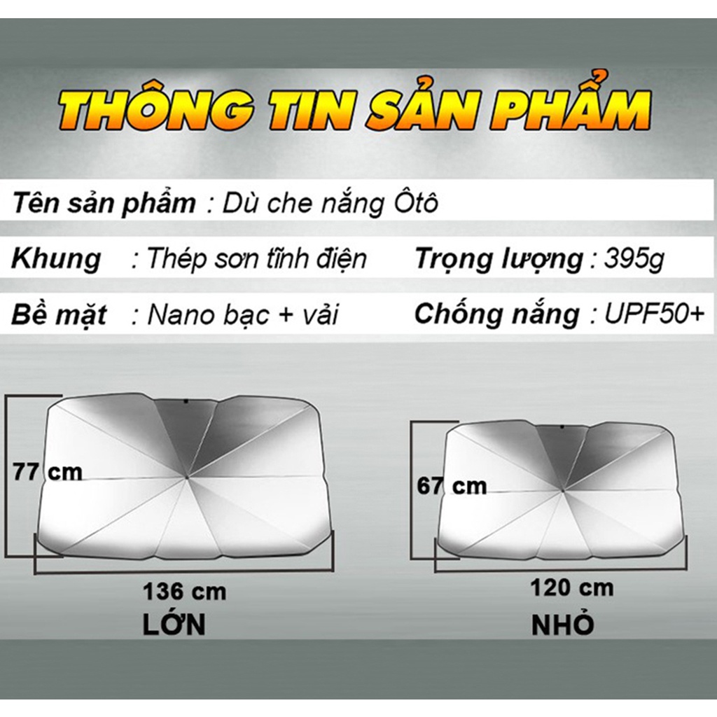 Dù che nắng kính lái Ô Tô - Hàng chính hãng NIKITA Vải dù 2 lớp