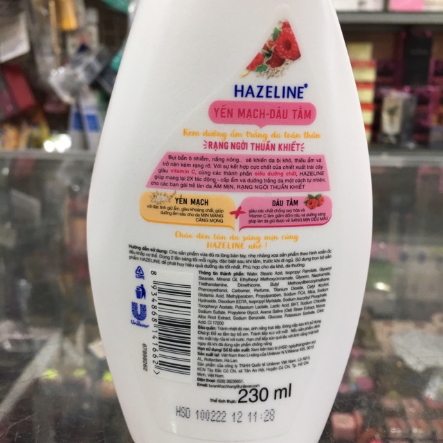 Sữa dưỡng thể trắng da Hazeline Yến mạch và dâu tằm 230ml (mẫu mới) | BigBuy360 - bigbuy360.vn