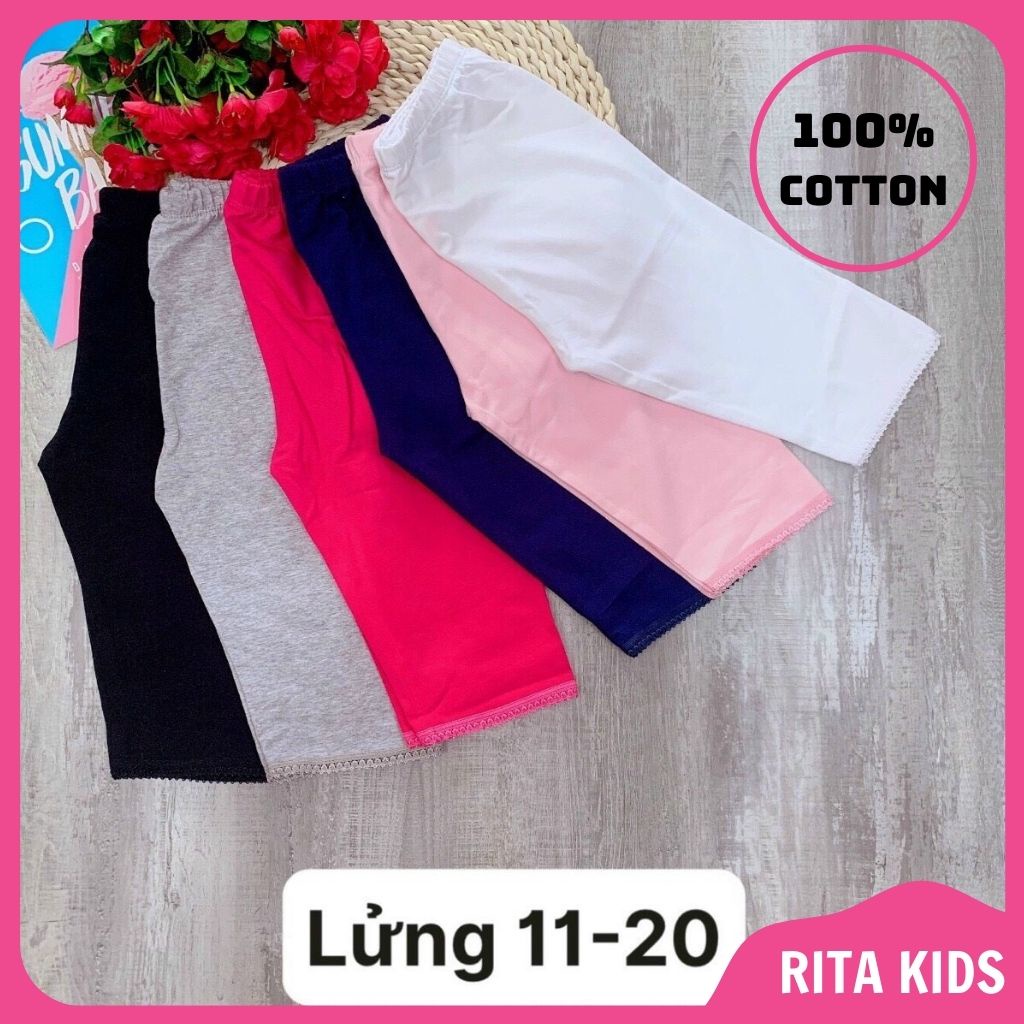 Quần Legging Bé Gái Lửng Thun Cotton Xuất Xịn Co Giãn Mềm (21-40kg)