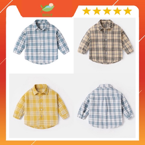 Áo Sơ Mi Cotton Kẻ Caro Cho Bé Trai Và Bé Gái Từ 8-32 Kg - Doly Store