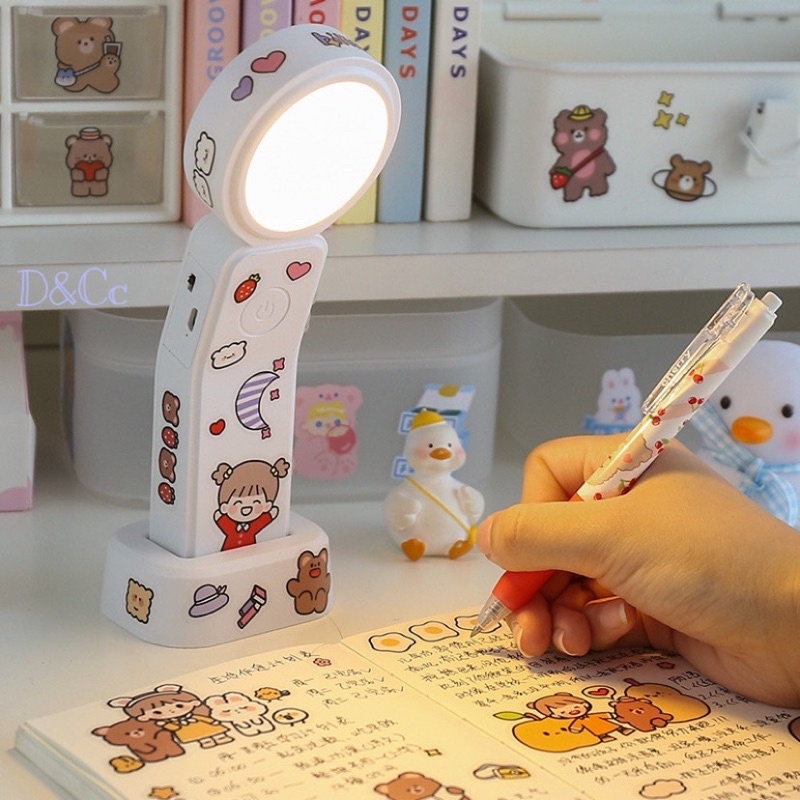 Đèn học để bàn, đèn làm việc, 3 màu ánh sáng hài hoà, nút bấm cảm ứng, có thể dán lên tường, chân đế chắc chắn - D&Cc