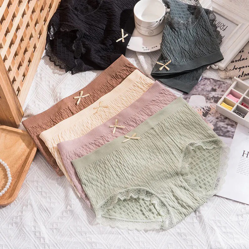 Quần Lót Nữ Cotton Dệt Kim 100% kháng khuẩn thoáng mát đính nơ xinh tôn vòng 3 gợi cảm KIMCHIBIKINI QL005