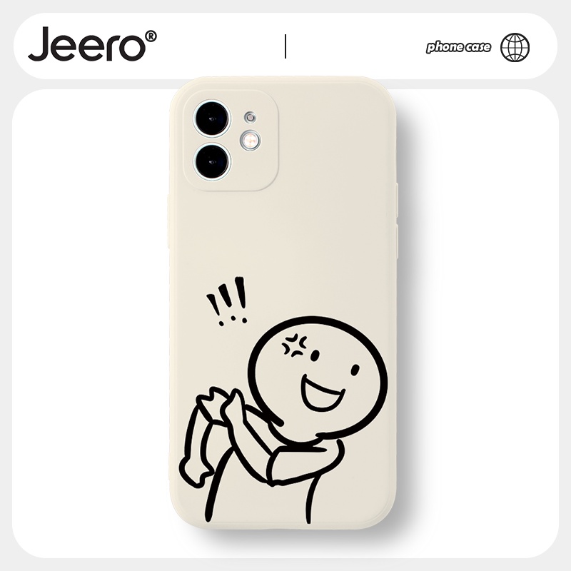 Ốp điện thoại JEERO hoạt hình cặp đôi dễ thương đẹp ngộ nghĩnh mềm viền vuông cho iPhone 13 12 11 PRO MAX SE 2020 X XR XS ip 8 7 6 6S PLUS kute HFF367