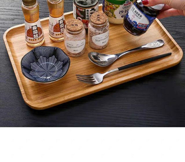 Khay trà chữ nhật gỗ tre phong cách Nhật hàng dày dặn