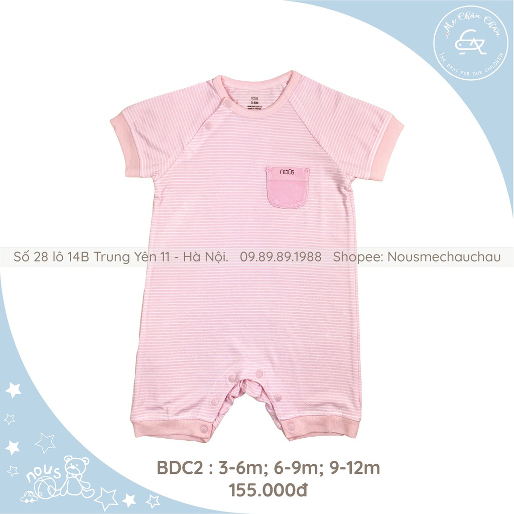 Bộ Body Cộc Kẻ Hồng Nhạt Trắng NOUS (Size 9-12 Tháng)