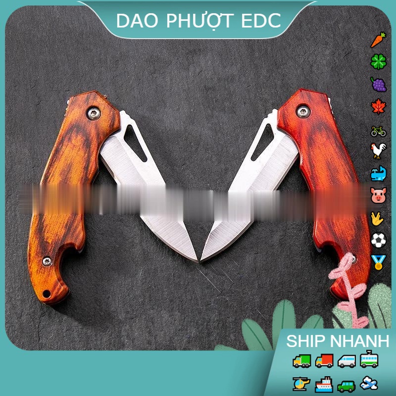 Dao Phượt Strider V5 Ốp Gỗ - Treo Chùm Móc Khóa - Rọc Thùng -Cắt Băng Keo