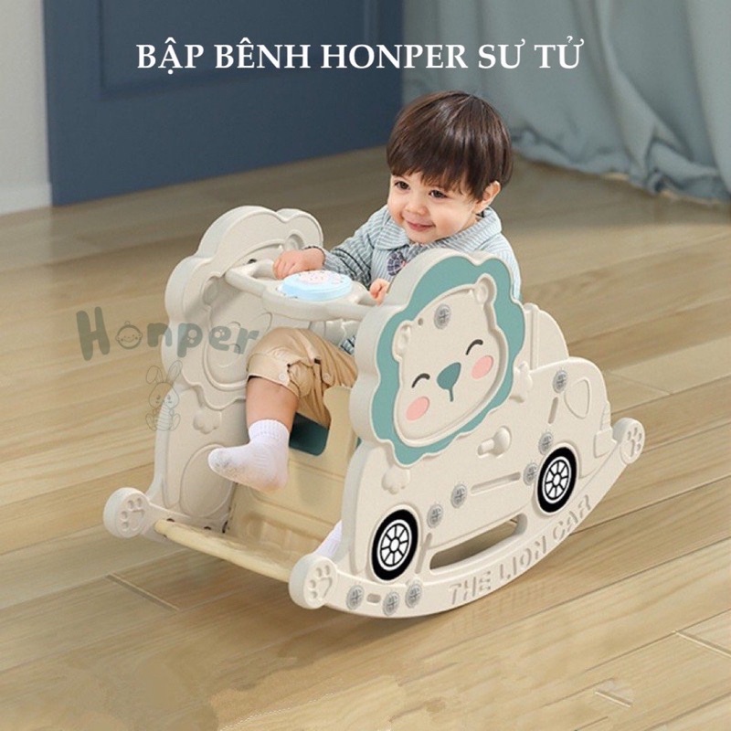 Bập bênh thỏ sư tử trắng kiêm ghế ngồi