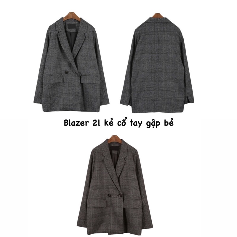 Áo Vest/ Blazer TAY GẬP ĐỘN VAI hai màu siêu sang