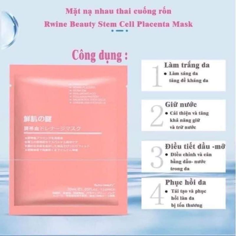 Mặt Nạ Cấp Ẩm, Trẻ hoá Làn Da Tế Bào Gốc Nhau Thai Cừu Rwine Beauty Nhật Bản