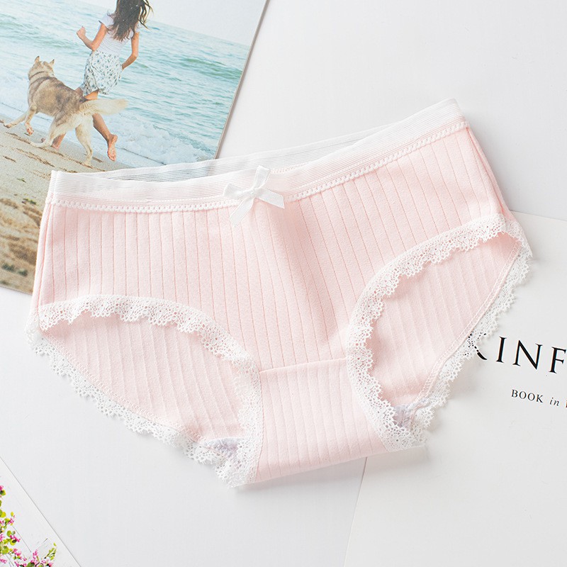 Quần lót nữ gân tre viền ren gắn nơ GT10