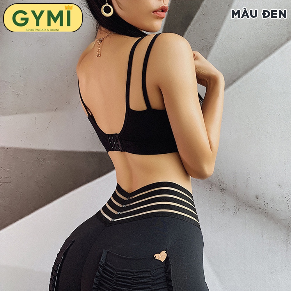Áo bra tập gym yoga nữ GYMI AL24 thể thao chất thun lạnh mút ngực đúc may liền cố đinh nâng đỡ ngực
