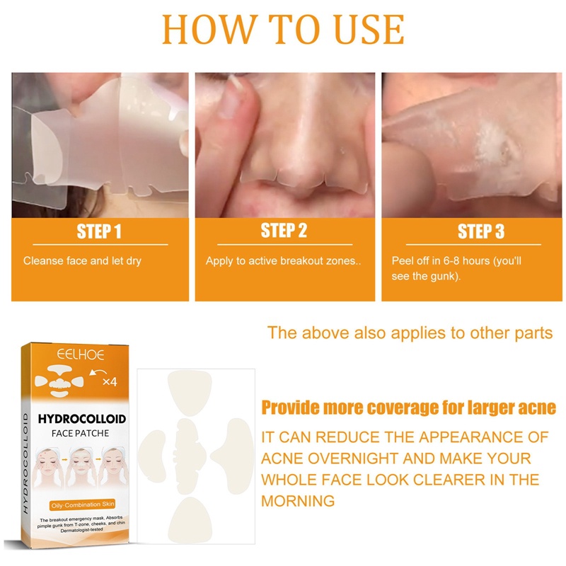 Mặt Nạ Lột Mụn hydrocolloid 5 Miếng Dán Cỡ Lớn Cho Vùng Mũi / Đầu / Cằm