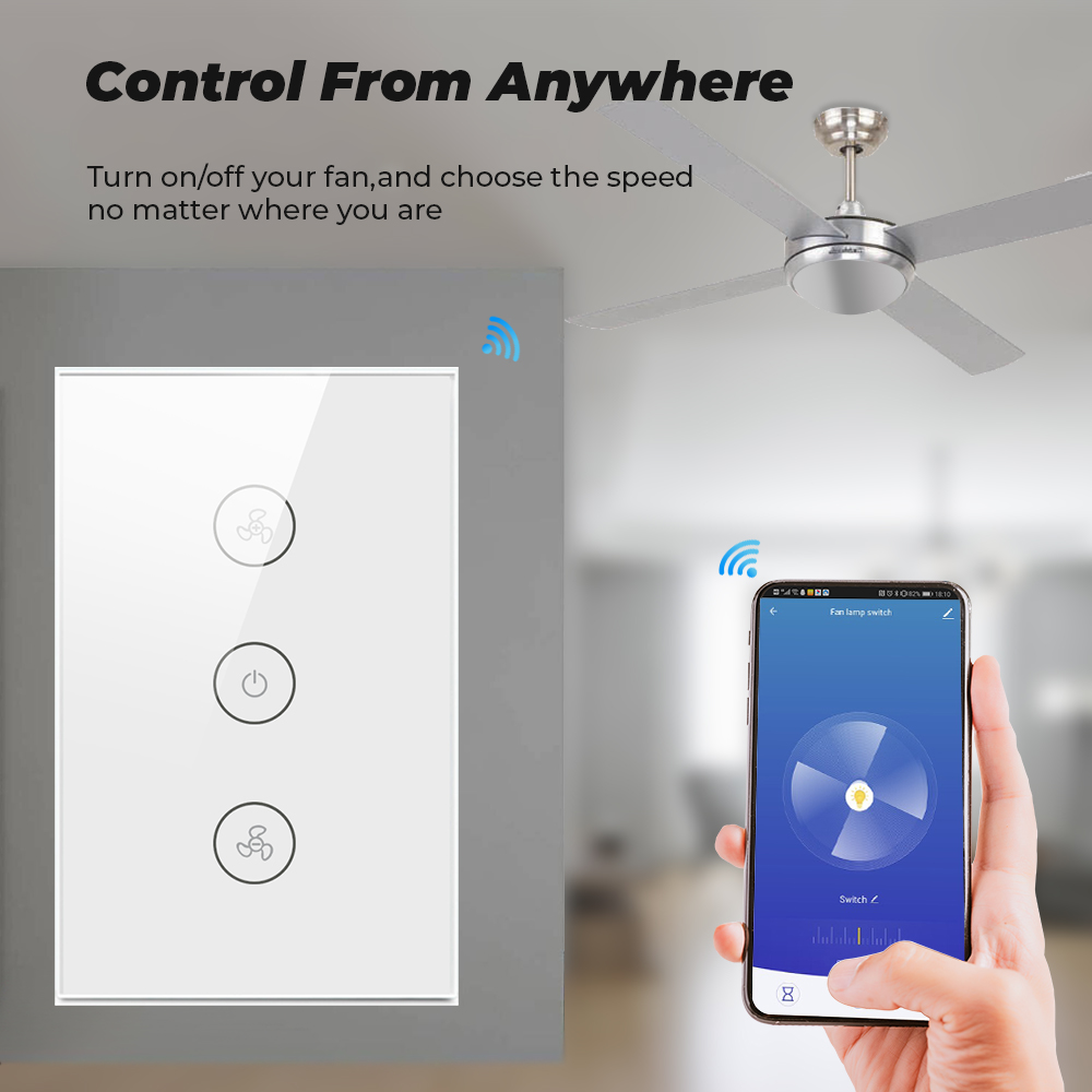 Bảng Điều Khiển Quạt Smatrul Bằng Wifi Thông Minh Phù Hợp Với Alexa Google