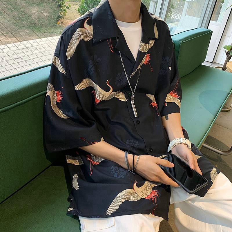 Áo sơ mi nam họa tiết chim thời trang độc đáo | BigBuy360 - bigbuy360.vn