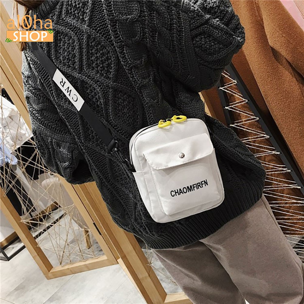 Túi đeo chéo vải bố canvas T0149 nữ in chữ CHAOMFIRFN mềm, đẹp phong cách trẻ trung, cá tính