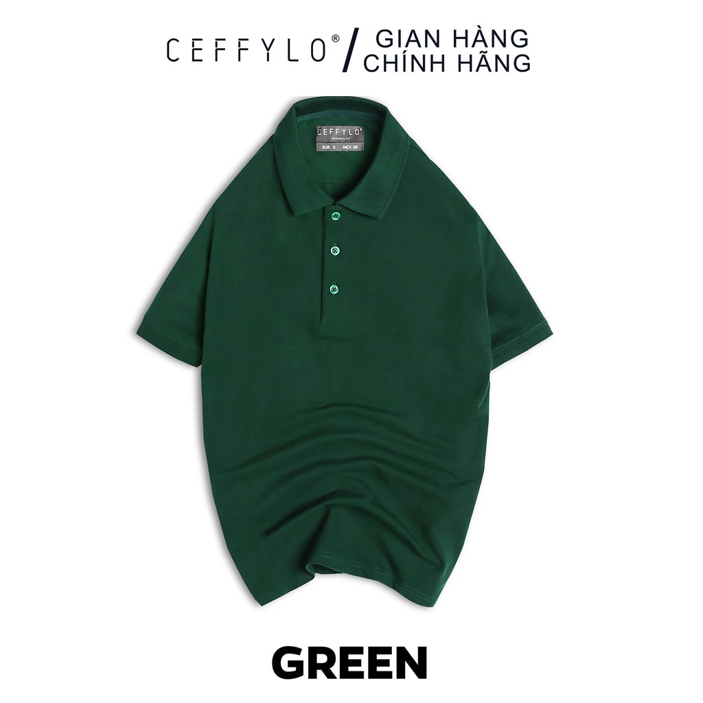 Áo Polo Xanh Lá Cây Trơn Basic vải cotton mềm mịn CEFFYLO