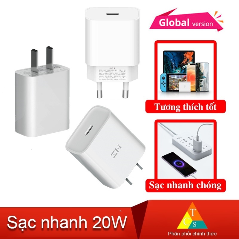 Cốc Sạc Nhanh 20W Xiaomi Zmi Cổng Type C HA716 cho iPhone iPad Samsung IP 6 7 8 10 11 x xs max pro QC 3.0 củ sạc đạt MFI