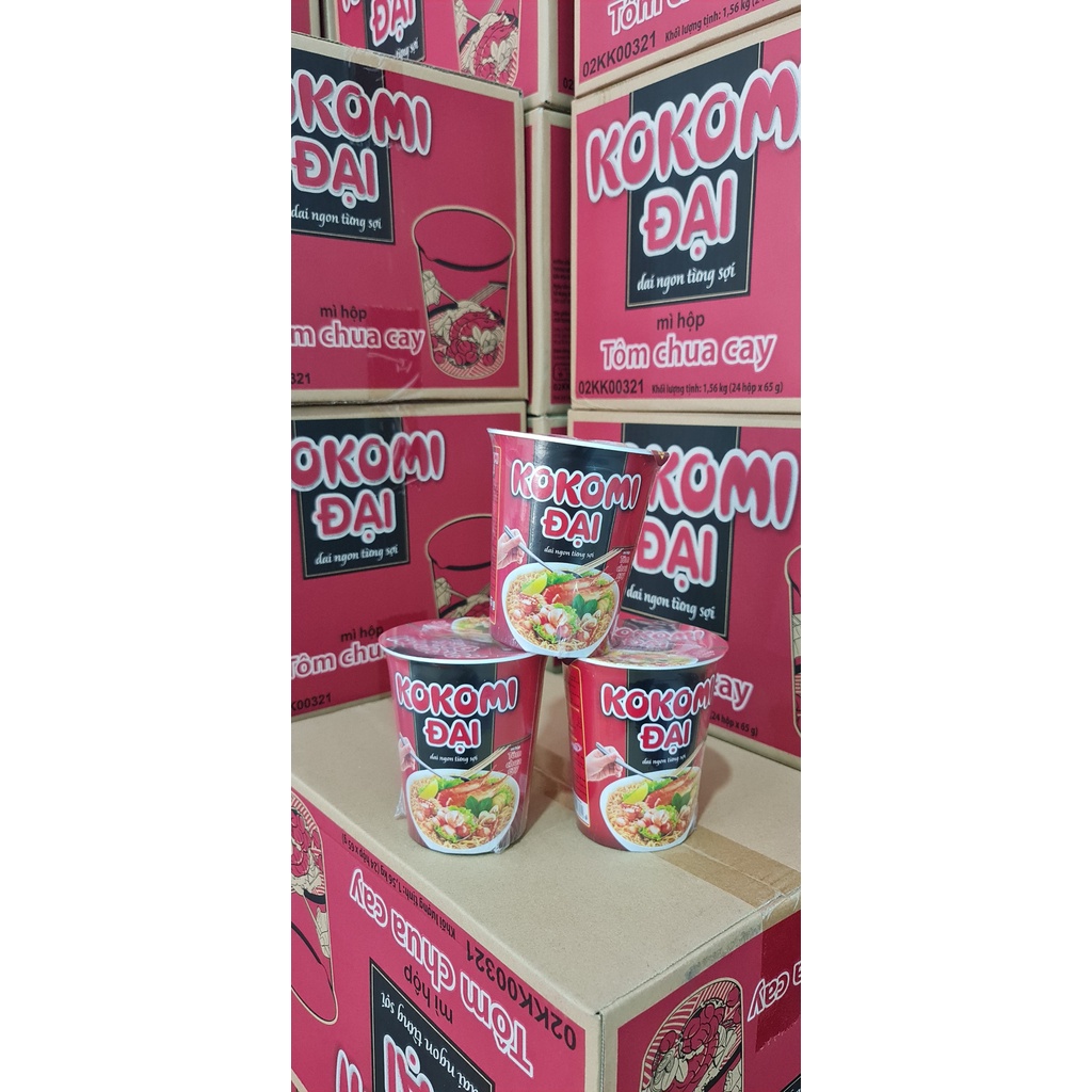 Siêu dai, Siêu ngon!!! Thùng 24 ly mì Kokomi Đại tôm chua cay 65g