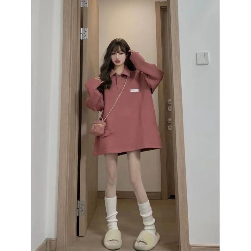 Áo Hoodie Nữ Dài Tay Cổ Tròn Thời Trang Hàn