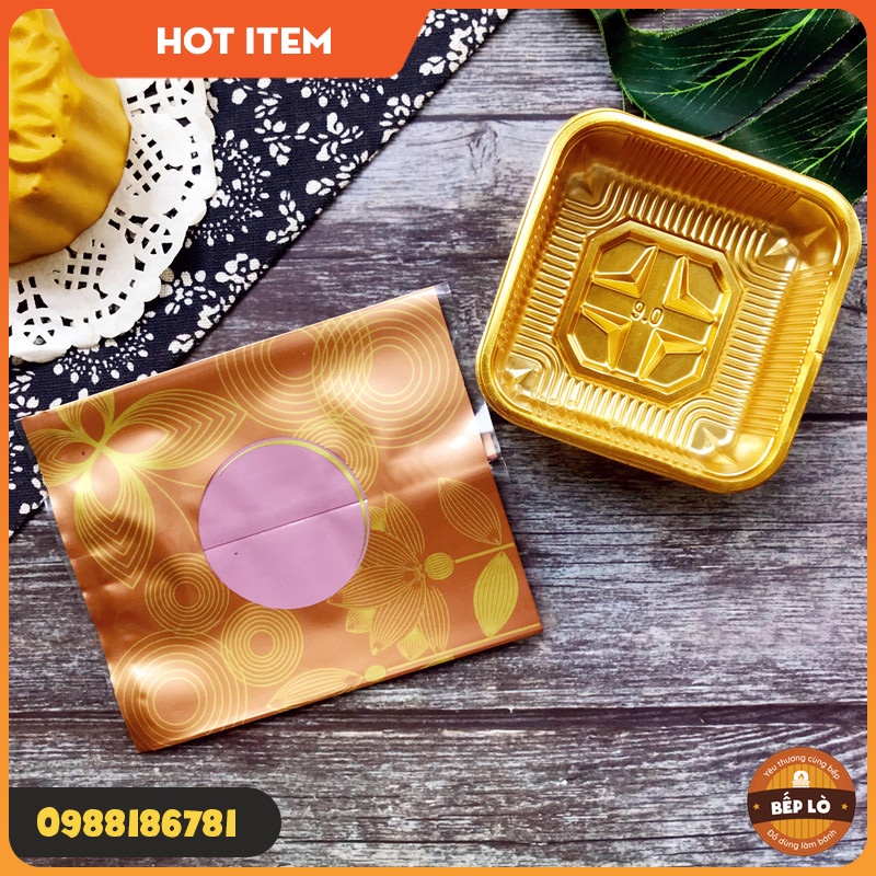 Túi đựng bánh trung thu sen vàng mới 2022 50g 80g 100g 125g - set 100 túi