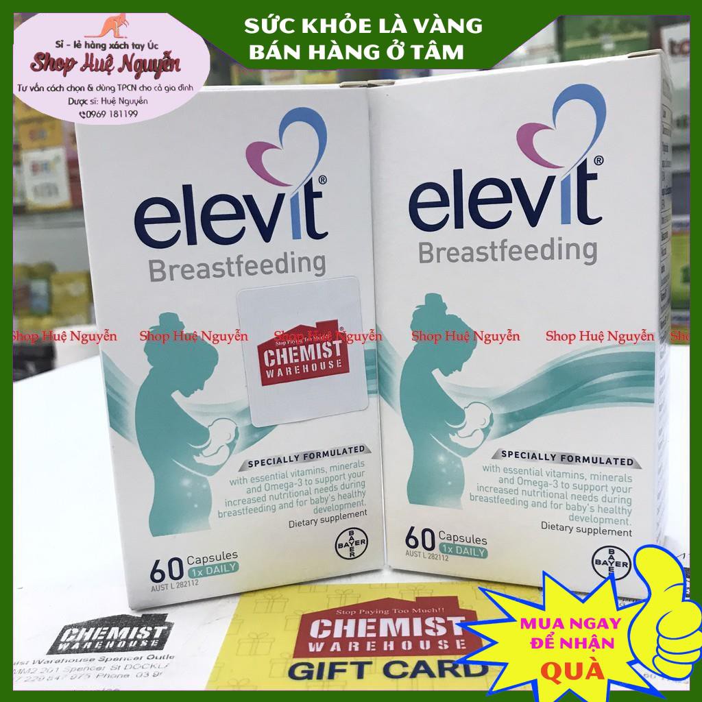 Elevit sau sinh- Breastfeeding - vitamin tổng hợp cho mẹ sau sinh hộp 60 viên của ÚC
