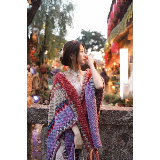 Áo Choàng Vintage Thổ Cẩm Bohemian- Khăn Choàng Du Lịch (Kèm Ảnh Thật) H23 ❤️