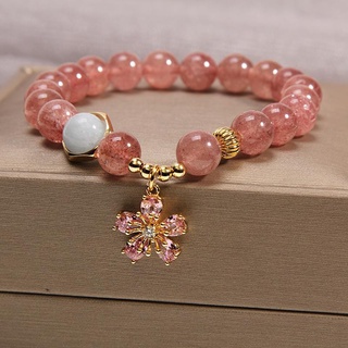 Vòng đeo tay dâu tây cổ điển chuỗi hạt tay trang trí peach blossom chuyển hạt