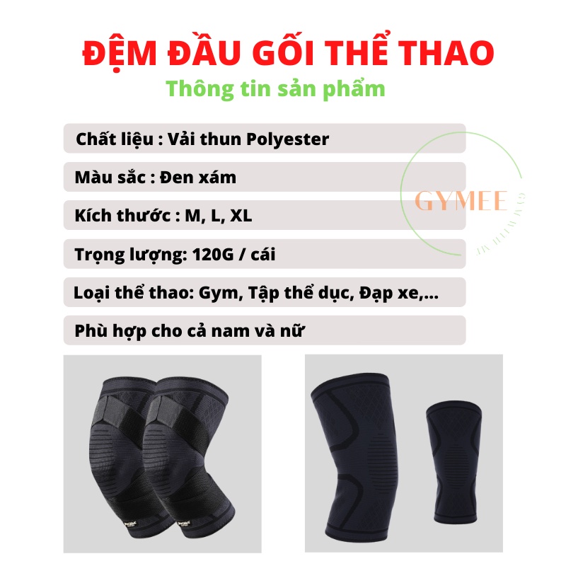 Bảo vệ đầu gối, Bó gối thể thao đàn hồi đa chiều, Miếng đệm đầu gối  thoáng khí chống trượt kèm dây đai trợ lực