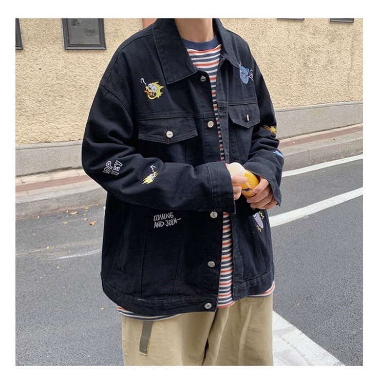 ÁO KHOÁC JEANS BÒ DENIM JACKET HÀN QUỐC THÊU 8 CHI TIẾT