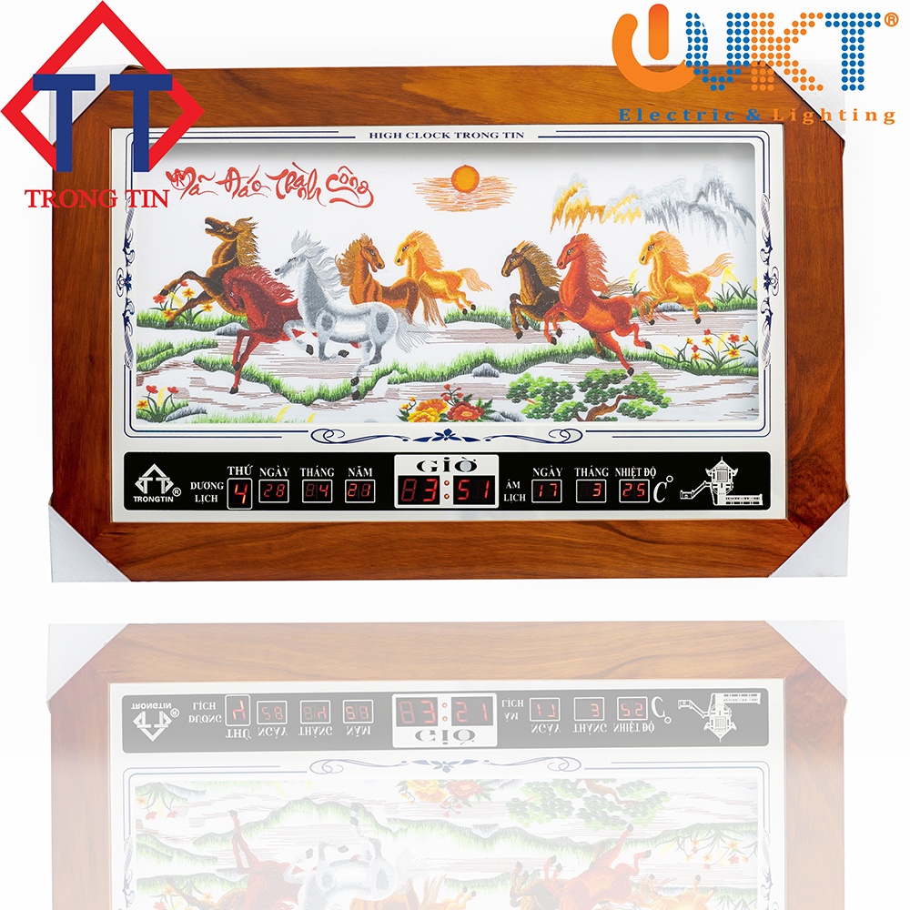 Đồng hồ lích vạn niên viền gỗ tranh thêu sang trọng Trọng Tín - Hàng chính hãng