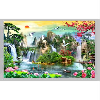 Tranh 3d bể cá kt 120x70cm