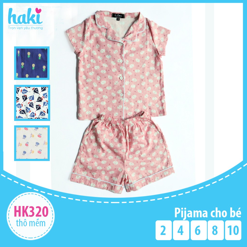 Bộ pijama cho bé vải thô HAKI (màu Hồng)