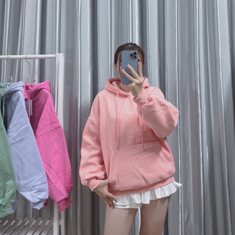 Áo hoodie nỉ bông QC trơn 7 màu
