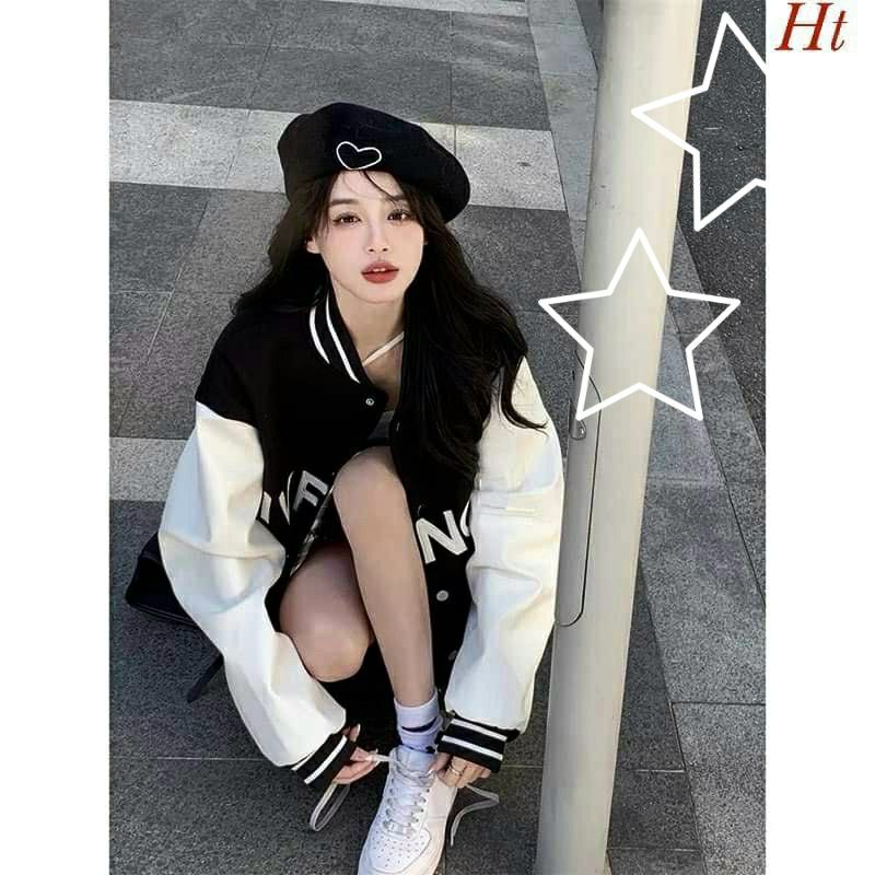 ÁO KHOÁC BOMBER PHỐI TAY TRẮNG CHY CHẤT GIÓ VÀ CHẤT NỈ COTTON SIÊU XINH