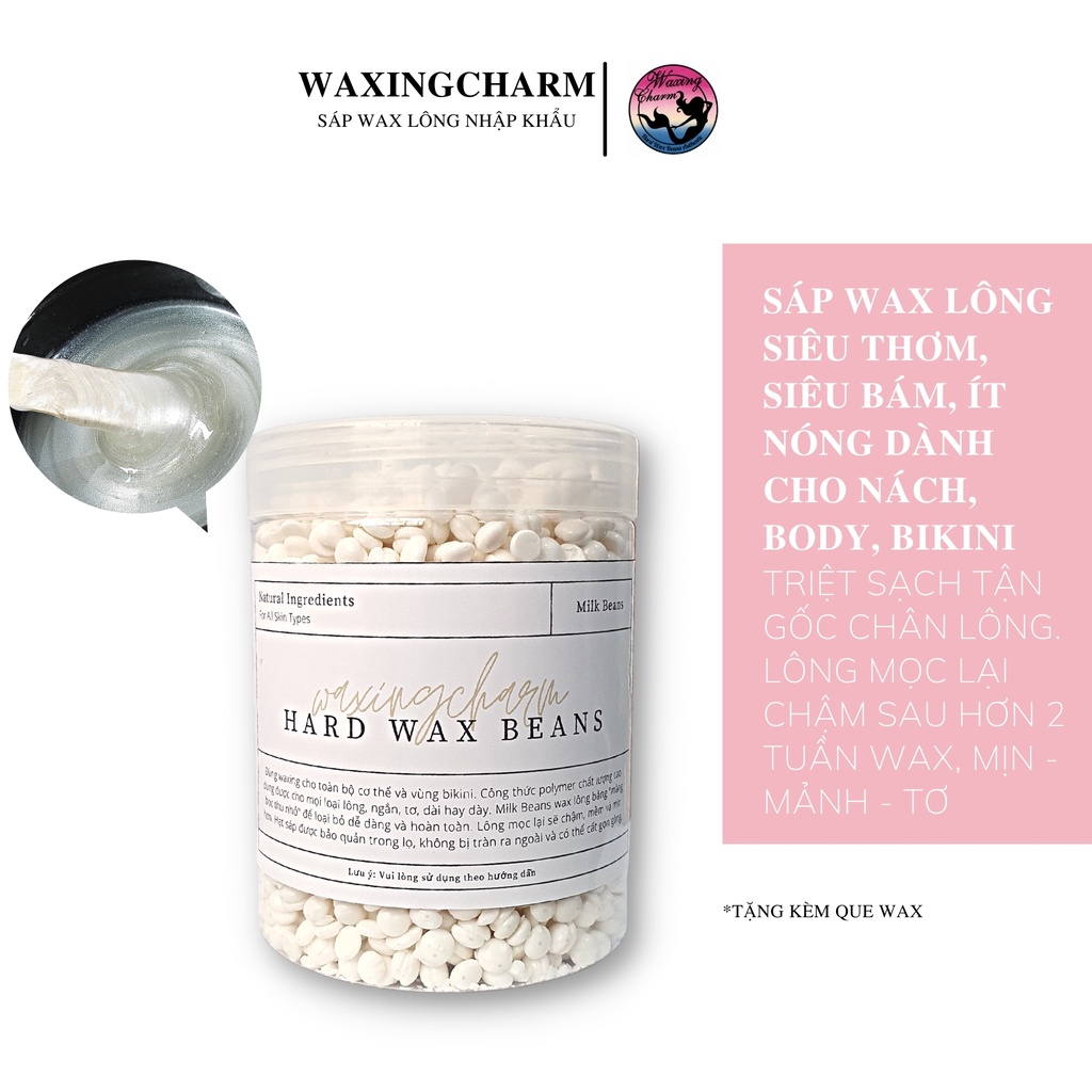 Sáp Wax Lông Nóng Pearl White Hard Wax Beans WaxingCharm  Dành Cho Mặt, Râu, Nách, Body, Bikini