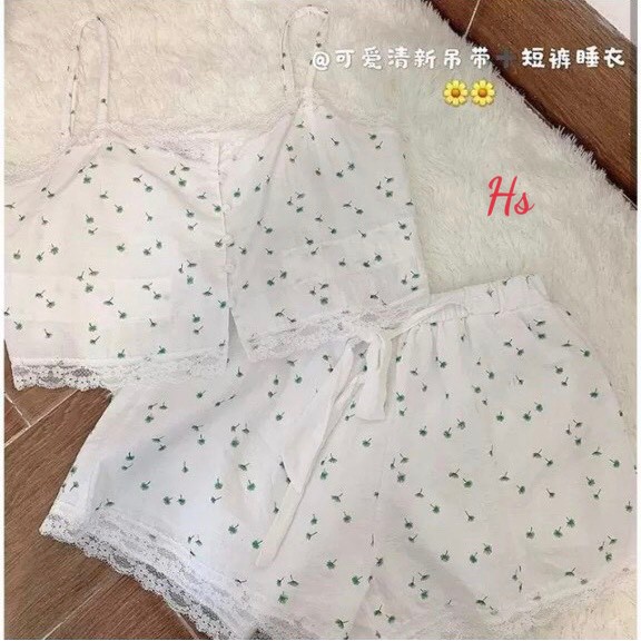 Bộ Đùi Ngủ Hoa Nhí Nơ Quần Chất Liệu Von Lụa THÚY VI STORE