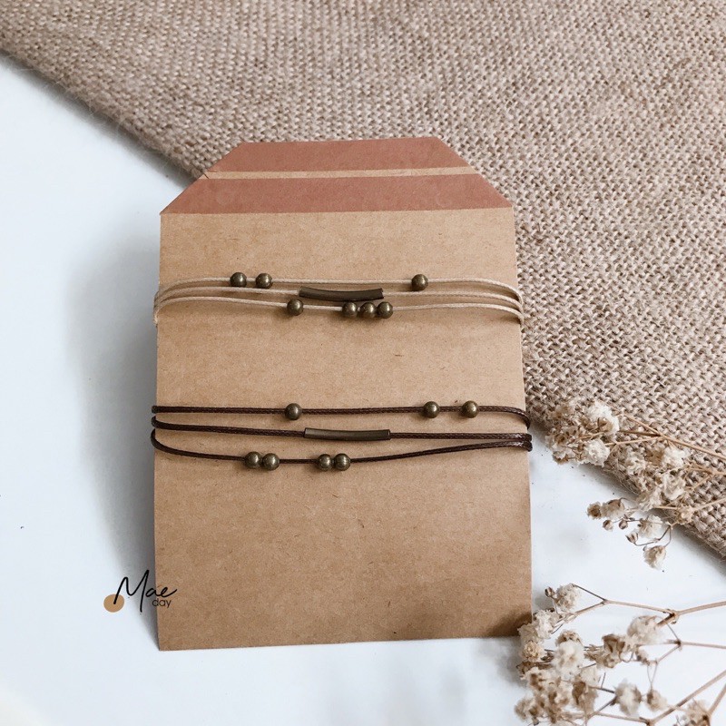 Vòng tay Kosho - Vòng hạt li ti mix thanh màu đồng vintage
