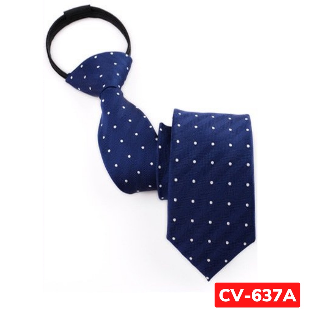 Cà vạt bản nhỏ 6cm thời trang cao cấp phong cách trẻ trung, Cravat dự tiệc, công sở, chú rể (Xanh chấm bi) CV-637