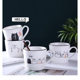 Ly trang trí, ly sứ, tách sứ 250ml hoạ tiết mèo dễ thương.