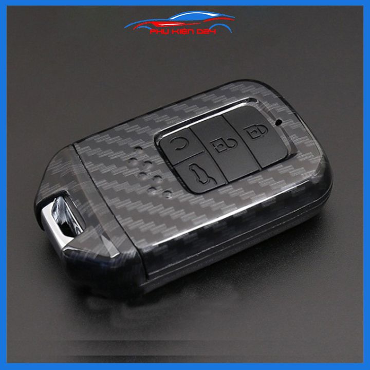 Ốp vỏ bọc chìa khóa xe Civic 2019-2020 bản 4 nút sợi nhựa cacbon kèm móc treo Inox